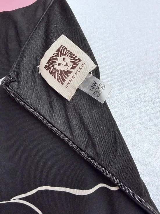 Anne Klein Sleeveless Black Floral Swing Dress with Pink Accents - Picture 8 of 8